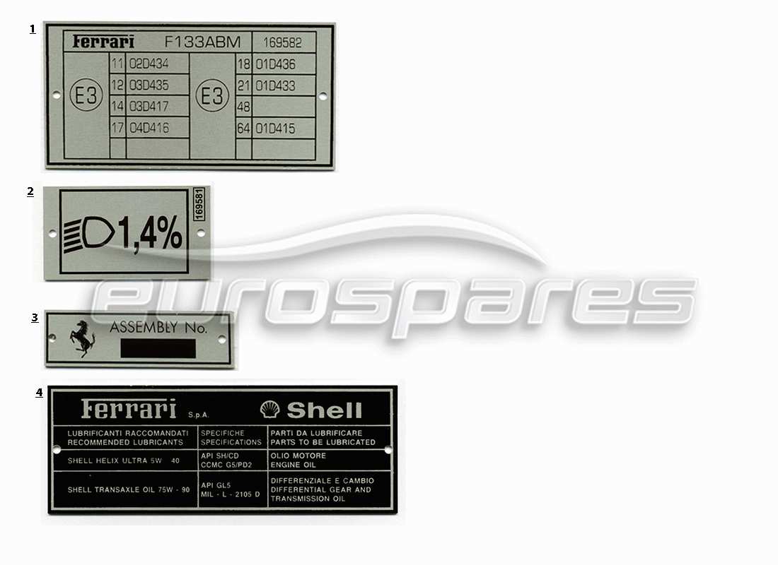 ferrari miscellaneous ferrari platten - diagramm anderer teile