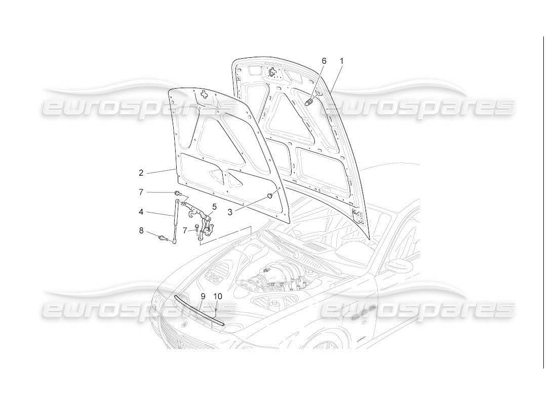 maserati qtp. (2007) 4.2 auto vorderdeckel teilediagramm