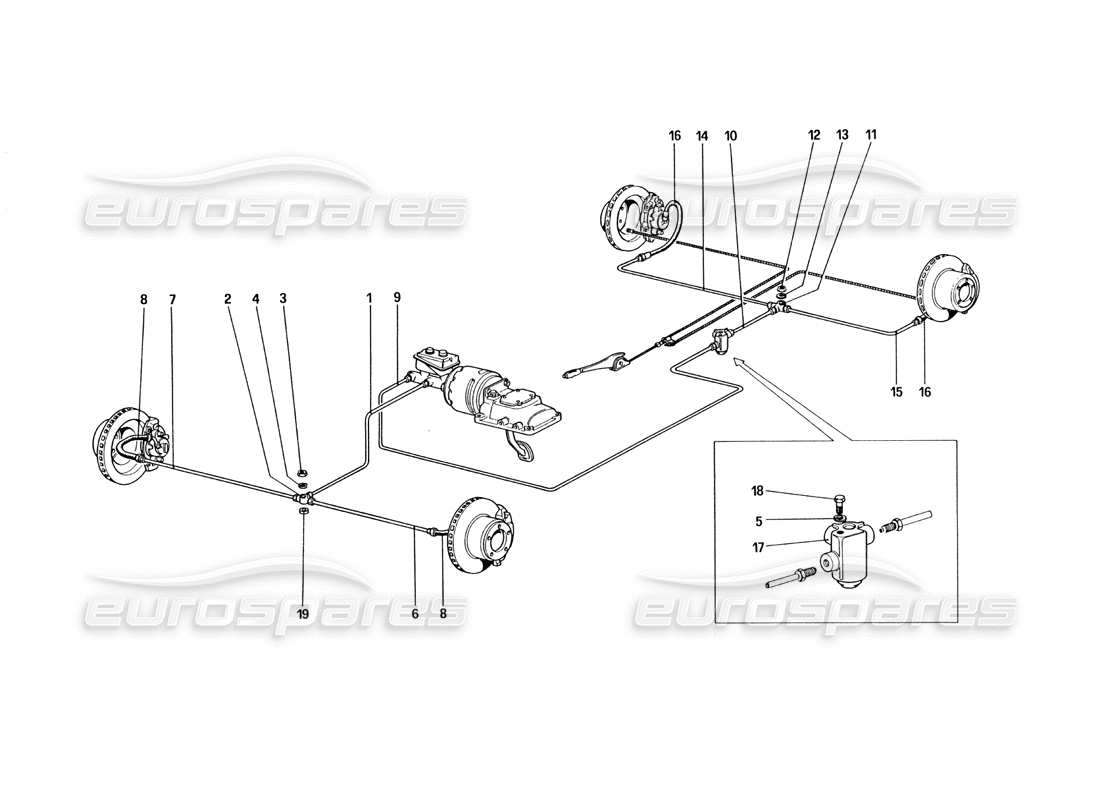 ferrari 328 (1985) bremssystem teilediagramm