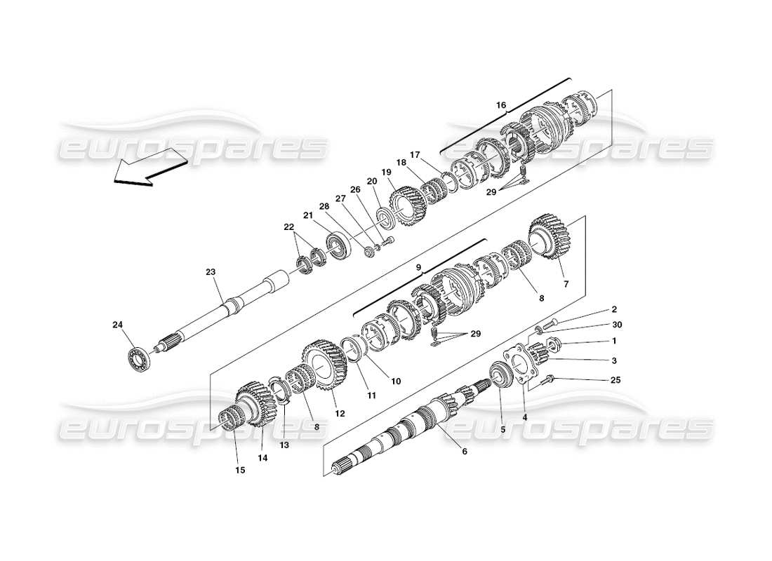 ferrari 430 challenge (2006) teilediagramm für hauptwellenzahnräder