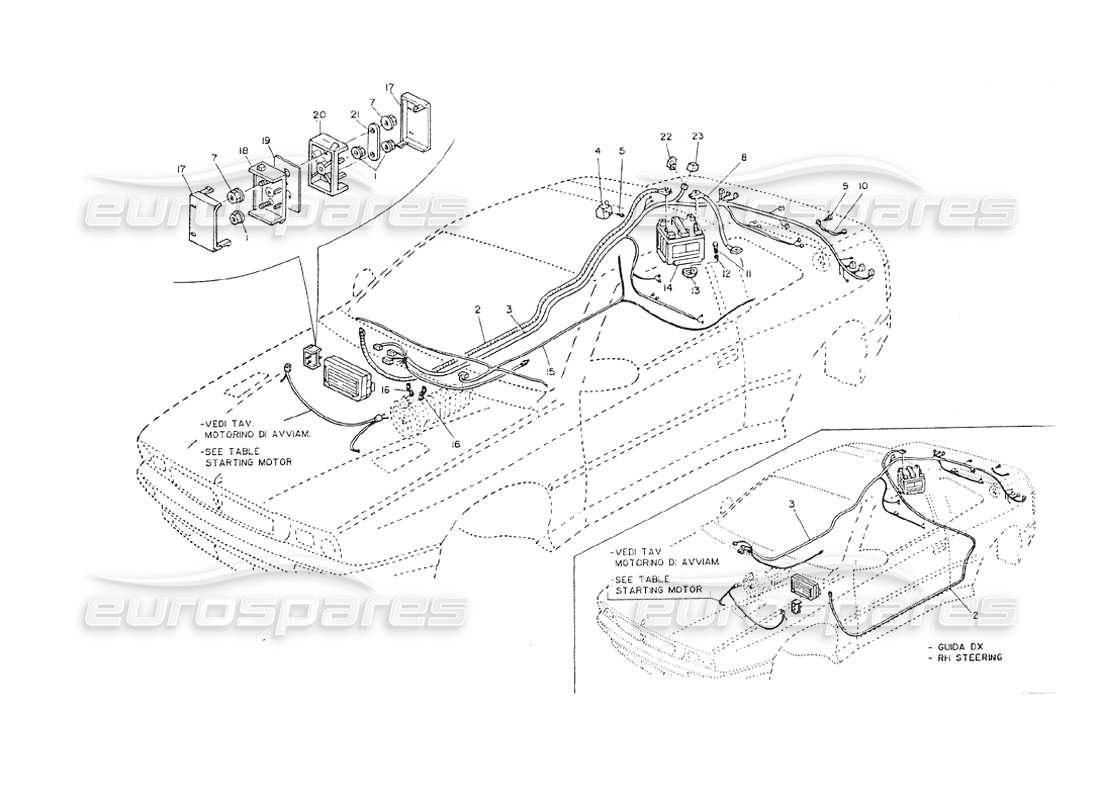 maserati shamal verkabelung der batteriestromversorgung teilediagramm