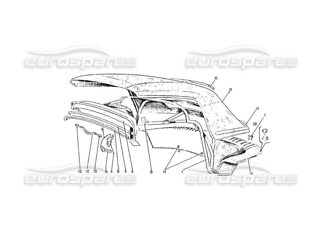 ferrari 275 (pininfarina coachwork) gruppo capote-ersatzteildiagramm