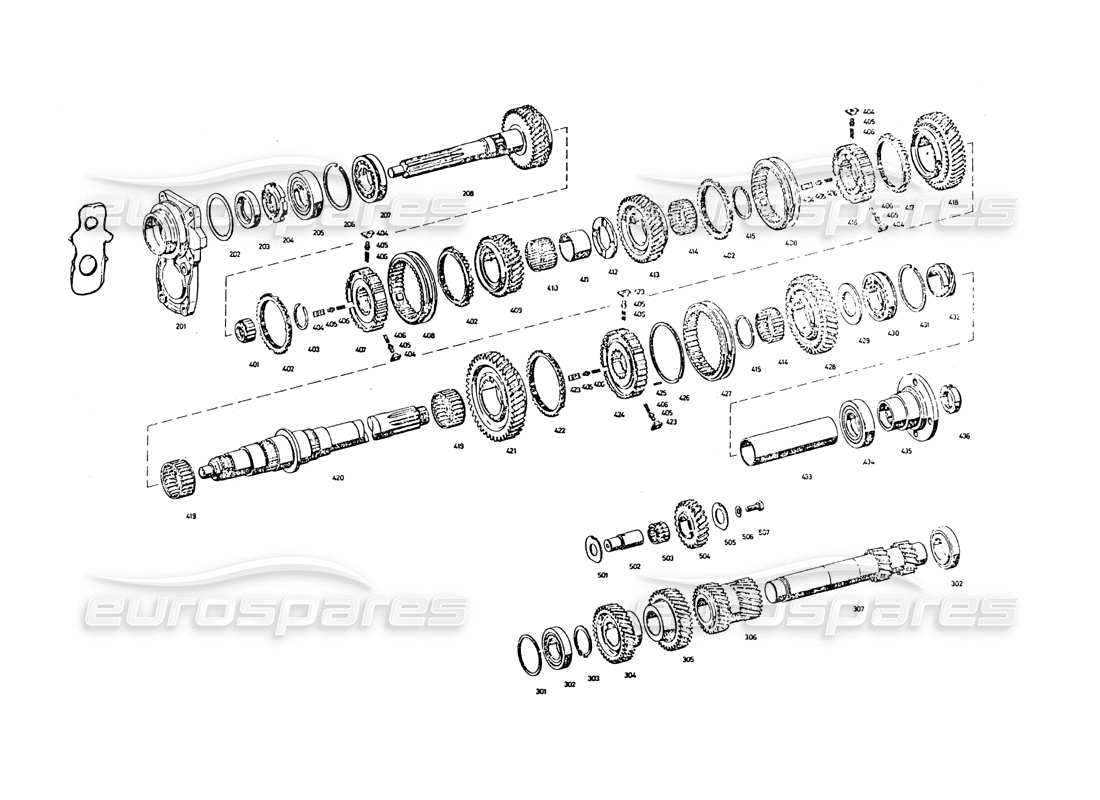 maserati khamsin getriebe teilediagramm