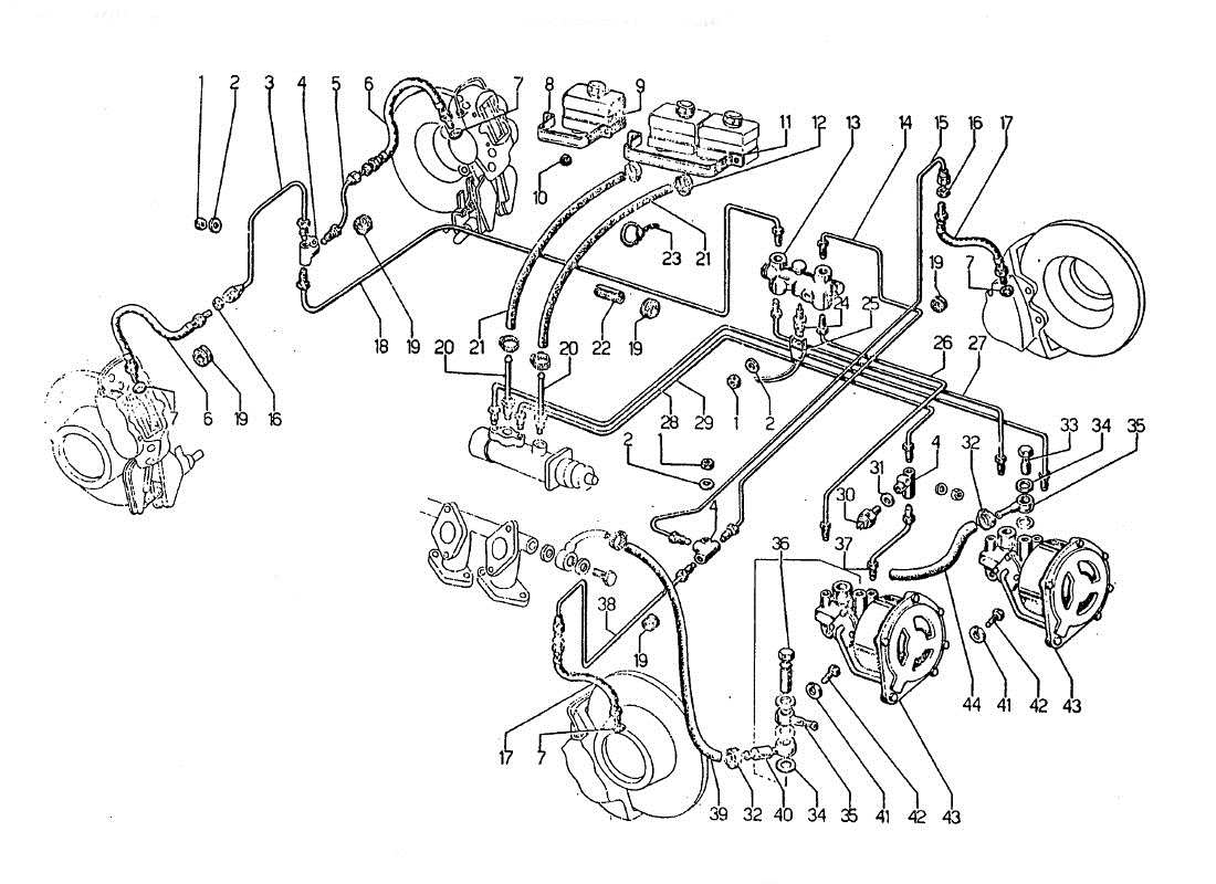 lamborghini jarama impianto freni (tubazioni) teilediagramm