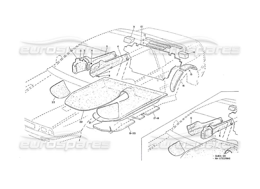 maserati shamal teppiche und filze teilediagramm