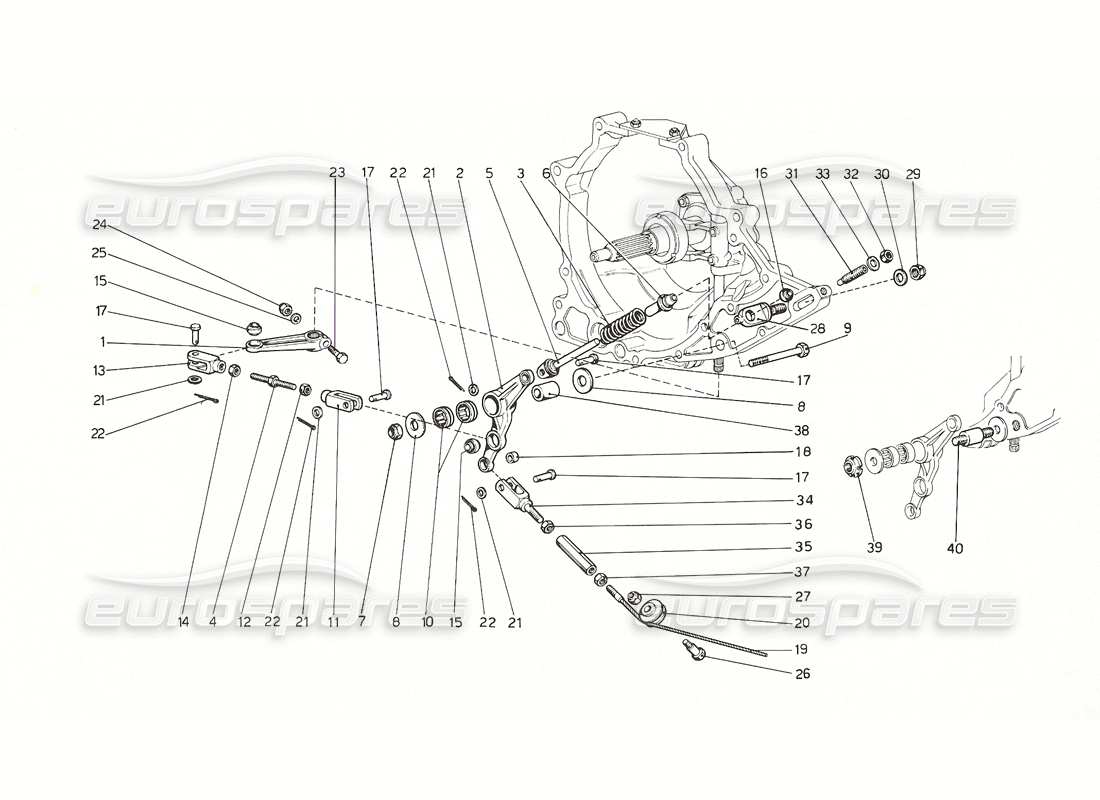 ferrari 308 gt4 dino (1976) teilediagramm der kupplungsbetätigungssteuerung