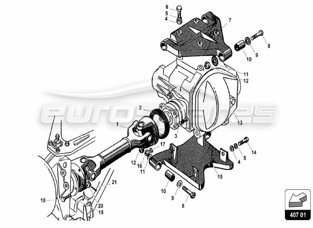 lamborghini 350 gt vordere antriebswelle und arme teilediagramm