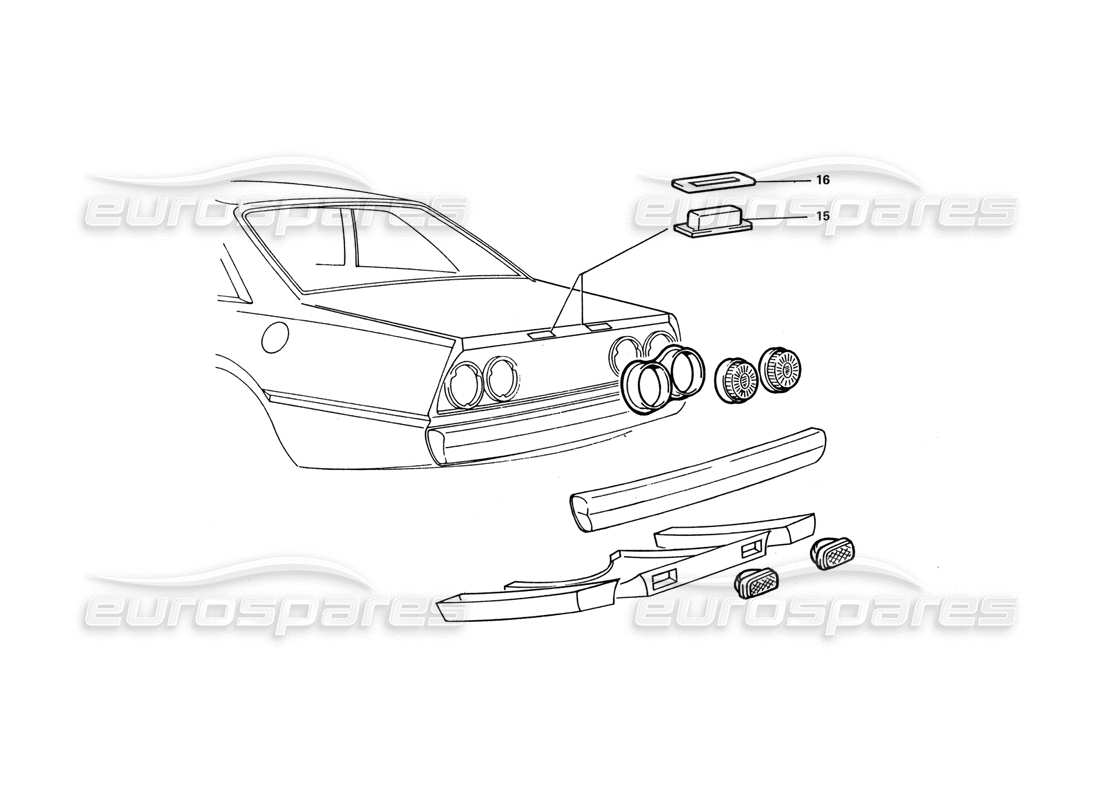 ferrari 412 (coachwork) teilediagramm für rücklichter