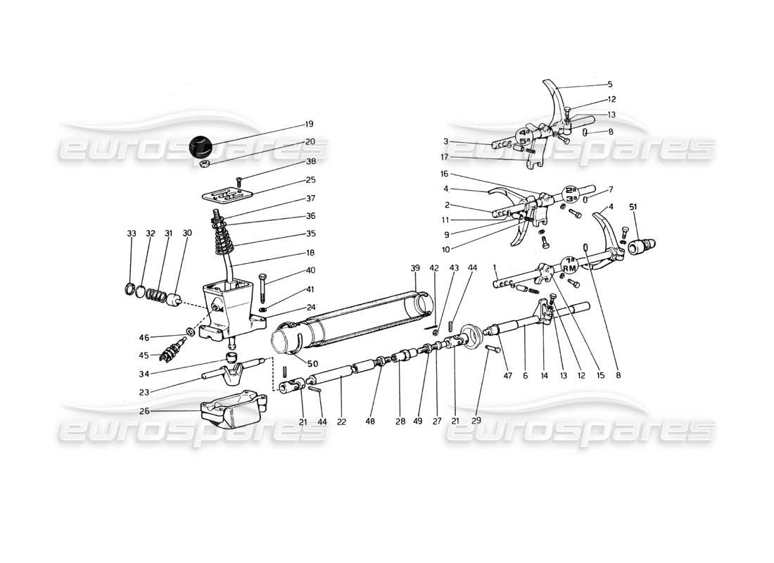 ferrari 365 gt4 berlinetta boxer getriebesteuerungen (von fahrzeug-nr. 17543 bis fahrzeug-nr. 18221) teilediagramm