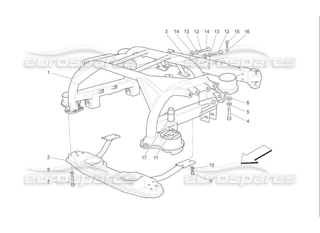 maserati qtp. (2007) 4.2 f1 hinteres fahrgestell teilediagramm