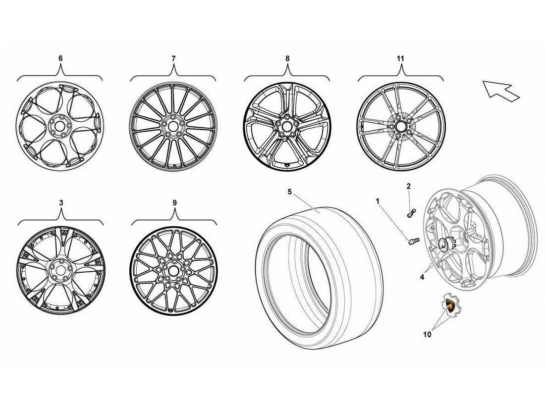 lamborghini gallardo lp570-4s perform teilediagramm für hinterreifen