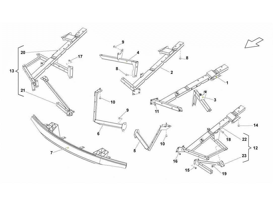 lamborghini gallardo lp570-4s perform vordere rahmenbefestigungen teilediagramm