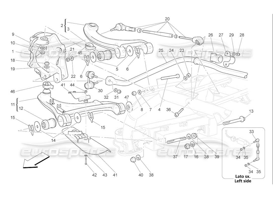 maserati qtp. (2007) 4.2 f1 hinterradaufhängung teilediagramm