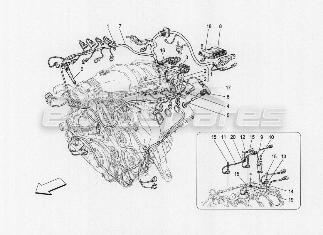 maserati granturismo special edition electronic control: injection and engine timing part diagram