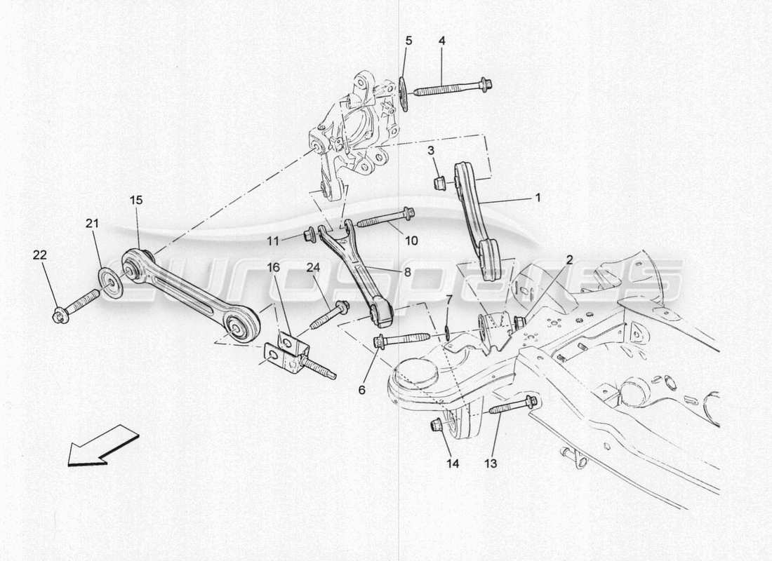 maserati qtp. v8 3.8 530bhp 2014 auto hinterradaufhängung teilediagramm