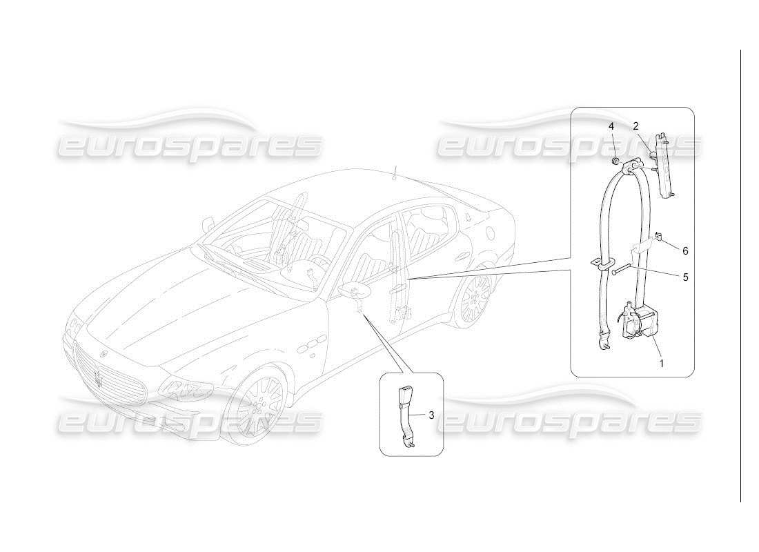 maserati qtp. (2007) 4.2 auto vordere sicherheitsgurte teilediagramm