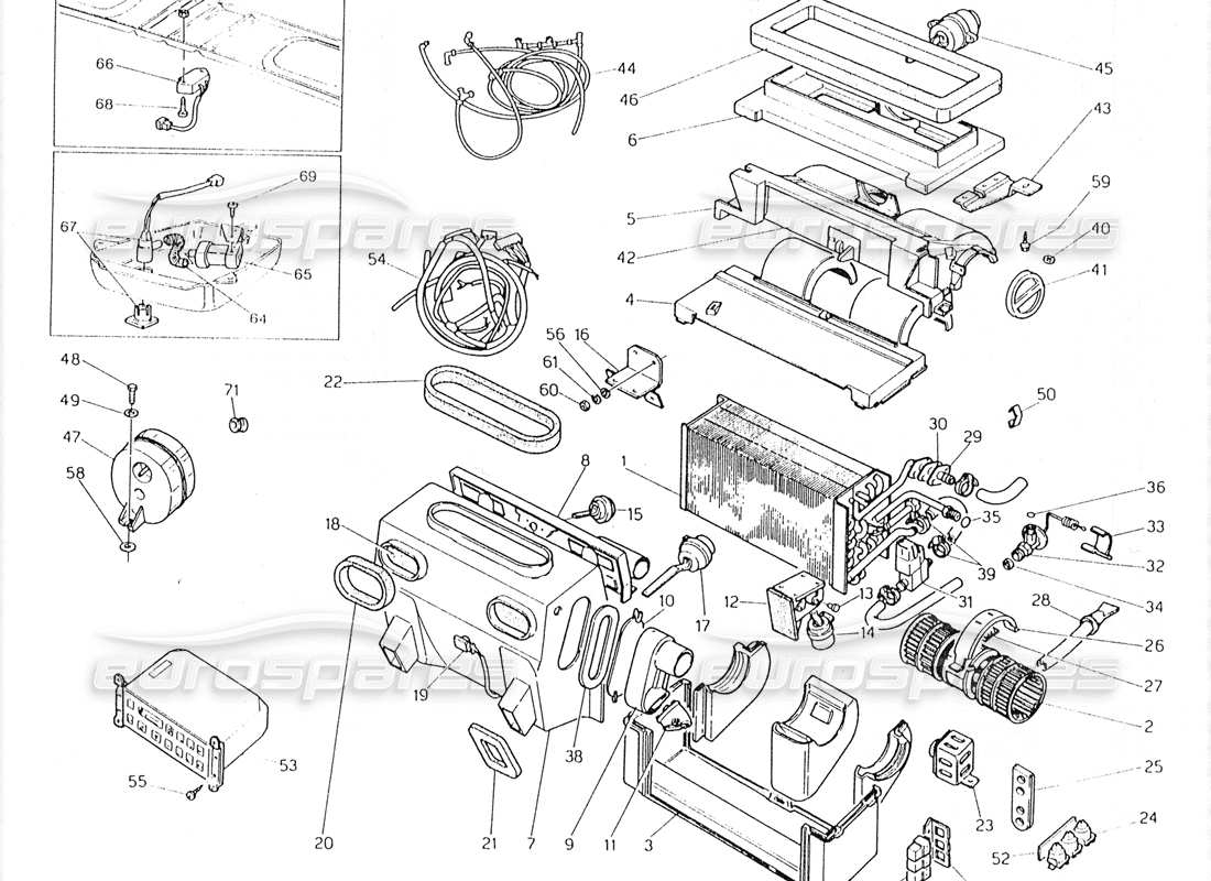 maserati 228 teilediagramm für klimaanlagensatz (linkslenkung)