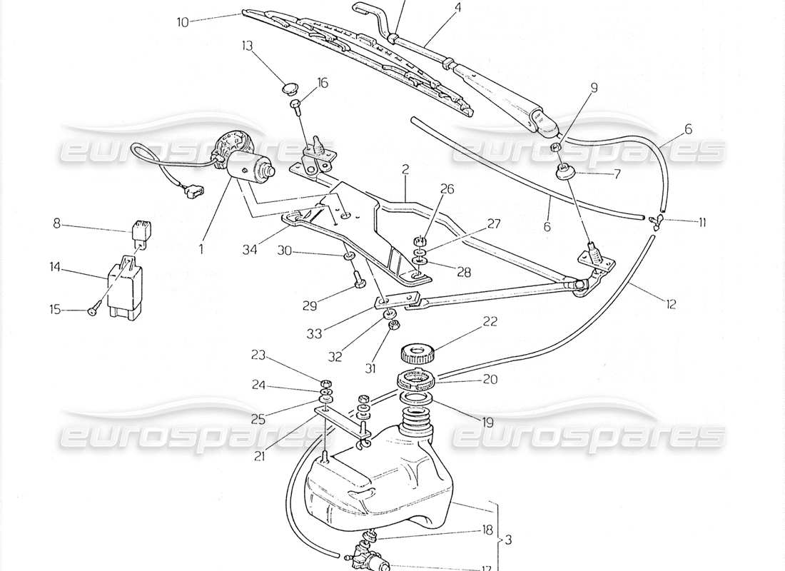 maserati 228 scheibenwischer - scheibe teilediagramm