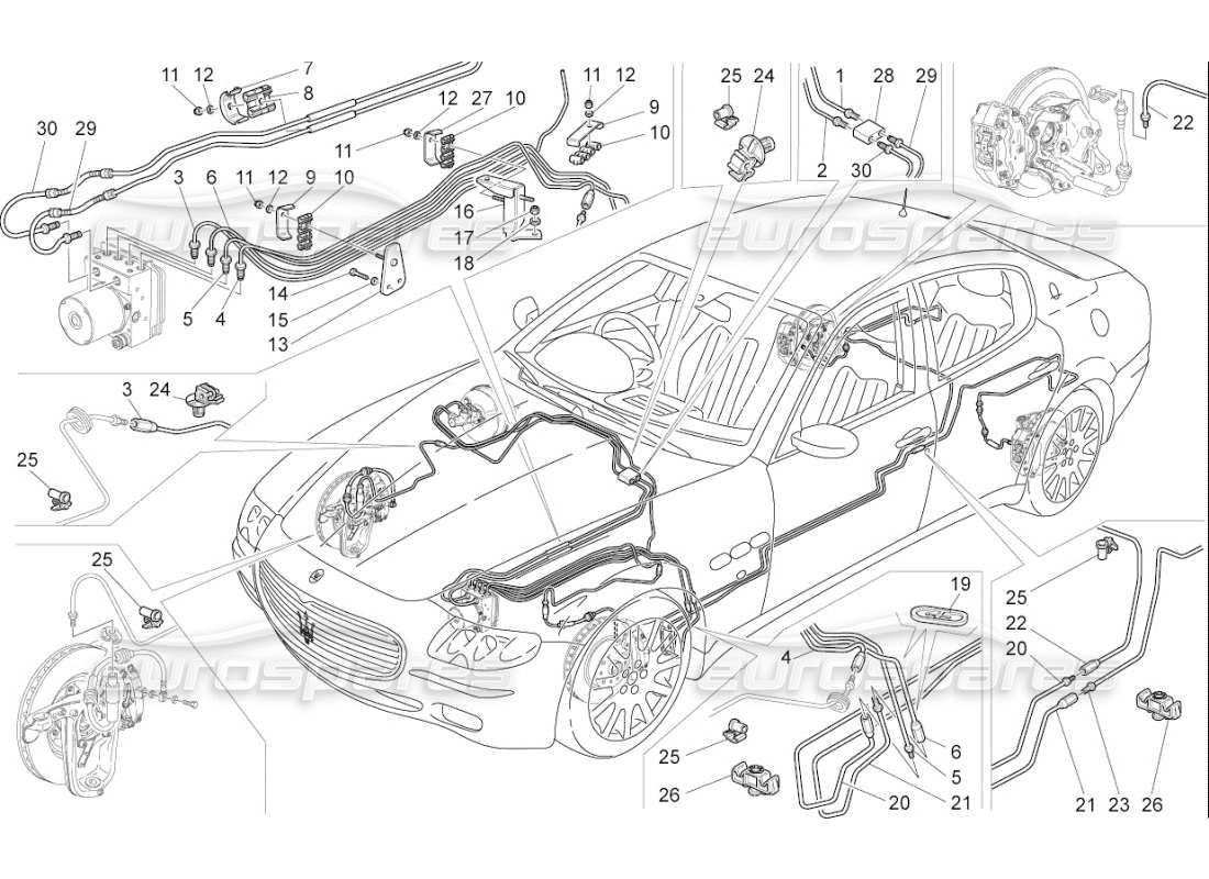 maserati qtp. (2009) 4.7 auto bremsvorrichtungen an den hinterrädern ersatzteildiagramm