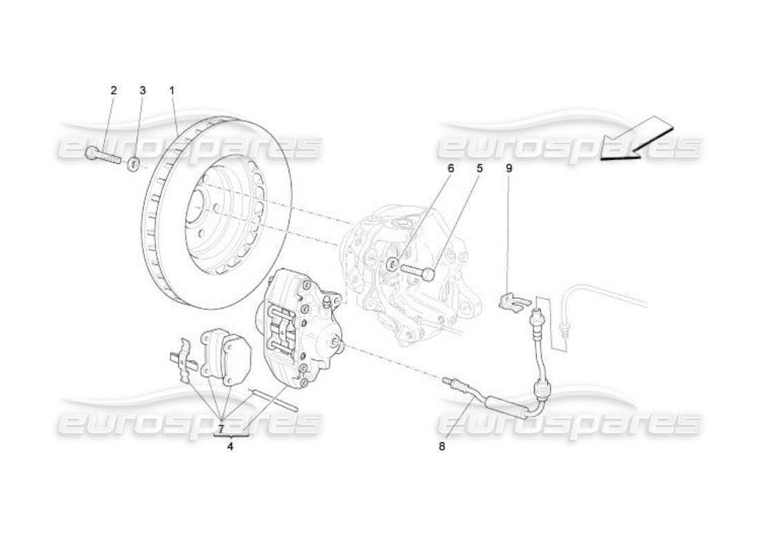 maserati qtp. (2005) 4.2 bremsvorrichtungen an hinterrädern teilediagramm