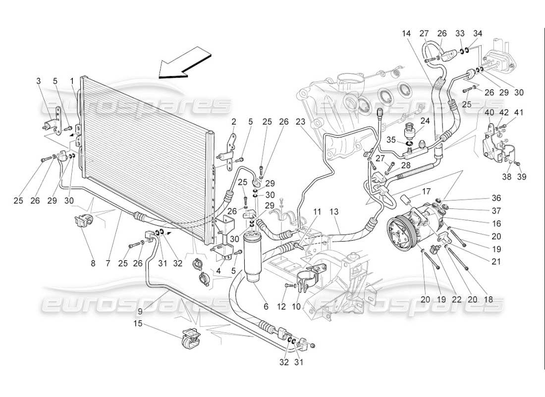 maserati qtp. (2008) 4.2 auto wechselstromeinheit: geräte im motorraum teilediagramm