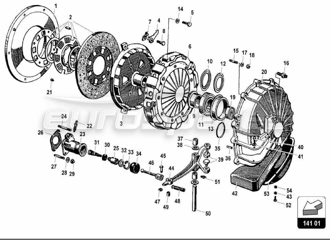 lamborghini miura p400s kupplung (manuell) teilediagramm