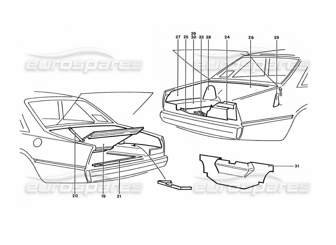 ferrari 400 gt / 400i (coachwork) kofferraumdeckel (varianten) teilediagramm