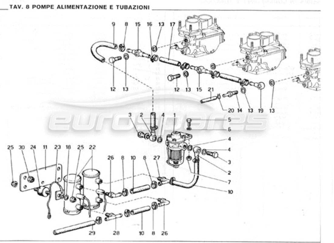 ferrari 246 gt series 1 teilediagramm für kraftstoffpumpen und -filter