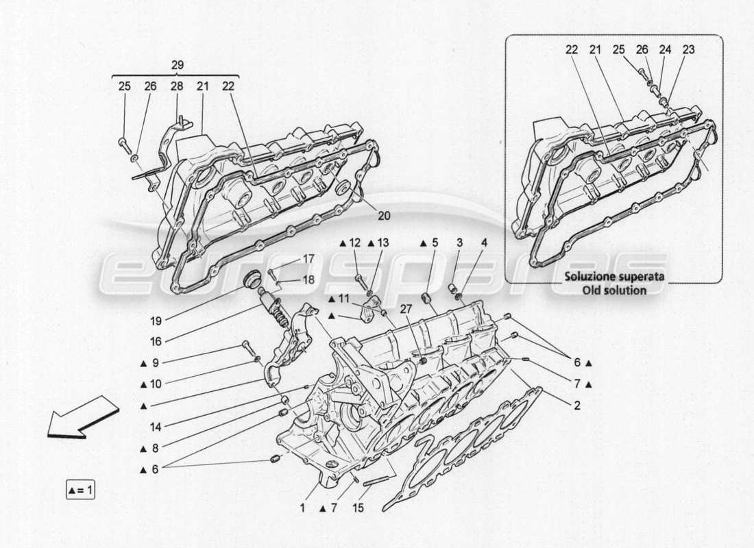 maserati granturismo special edition teilediagramm für rechten zylinderkopf