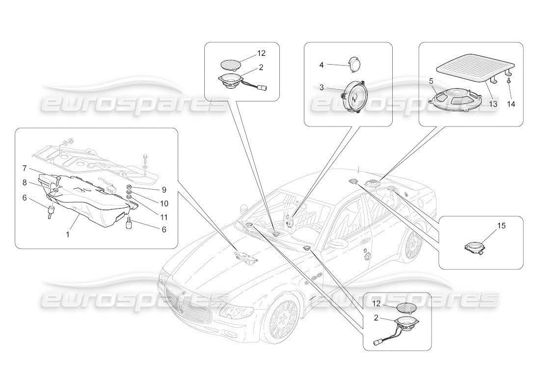 maserati qtp. (2011) 4.7 auto teilediagramm für das schalldiffusionssystem