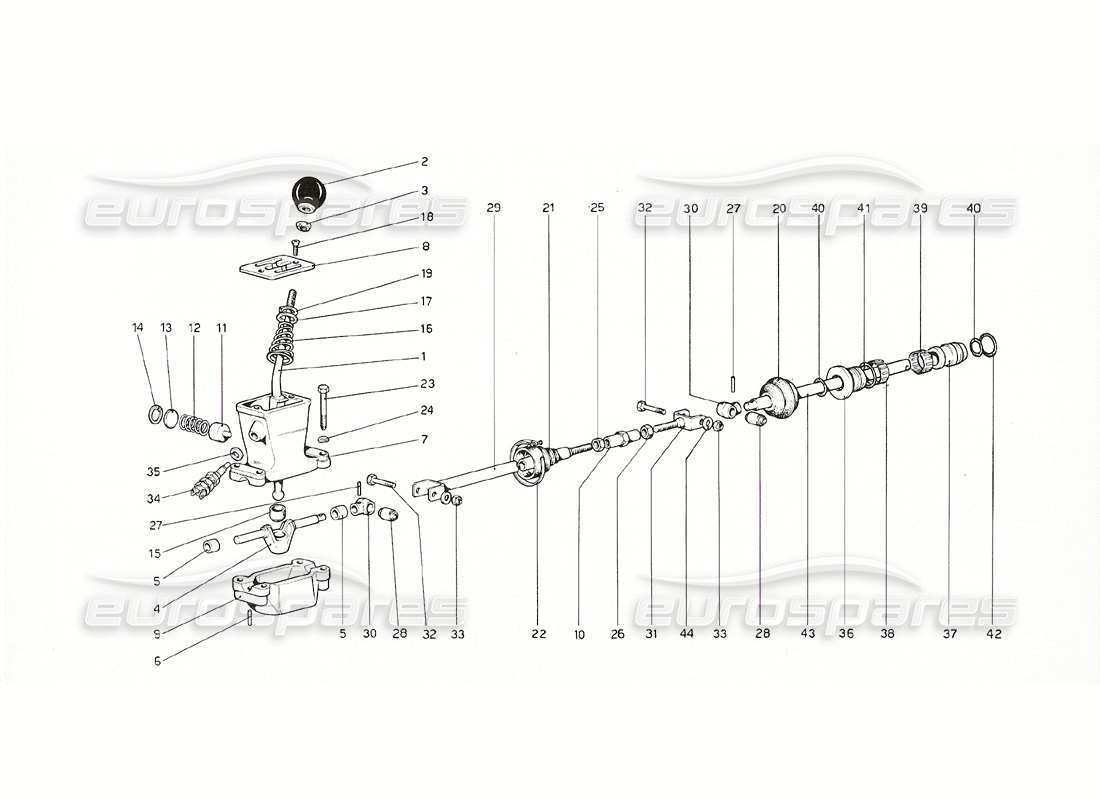 ferrari 308 gt4 dino (1976) äußere getriebesteuerung (bis nr. 10114 gs - 10100 gd - 10358 us-version) ersatzteildiagramm
