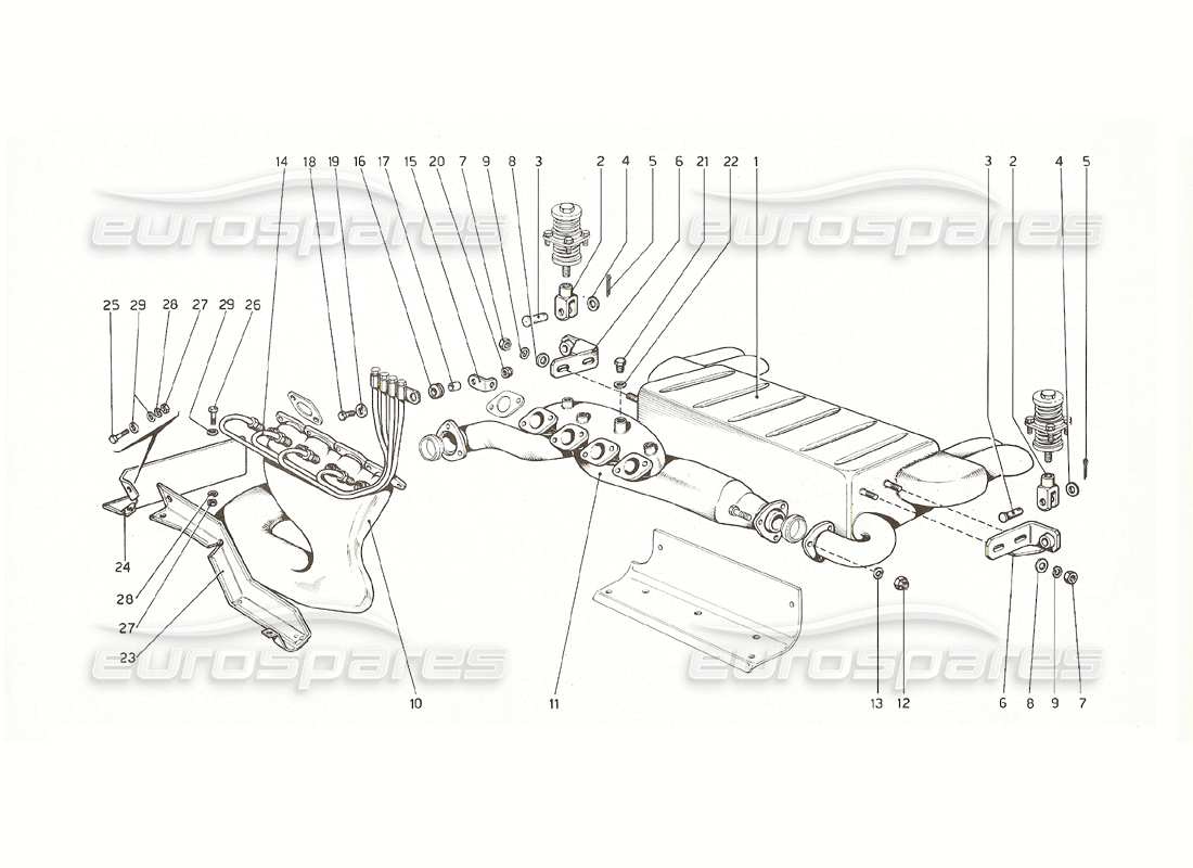 ferrari 308 gt4 dino (1976) auspuffanlage (us- und australische versionen 1976) teilediagramm