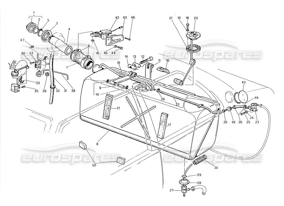 maserati 228 treibstofftank teilediagramm
