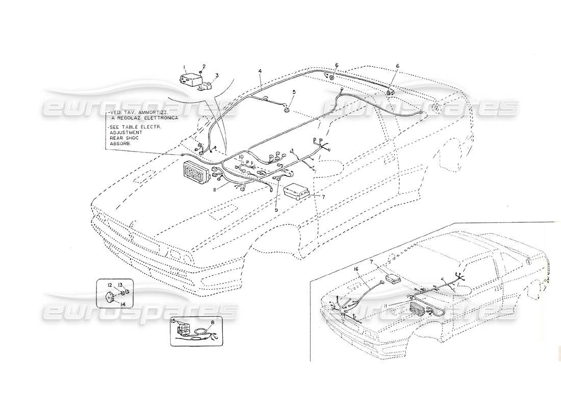 maserati shamal verkabelung von konsole und deckenleuchte teilediagramm