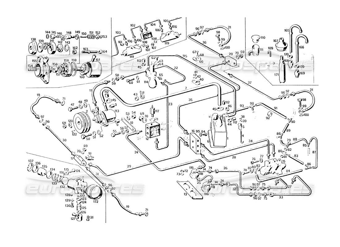 maserati khamsin bremssteuerung teilediagramm