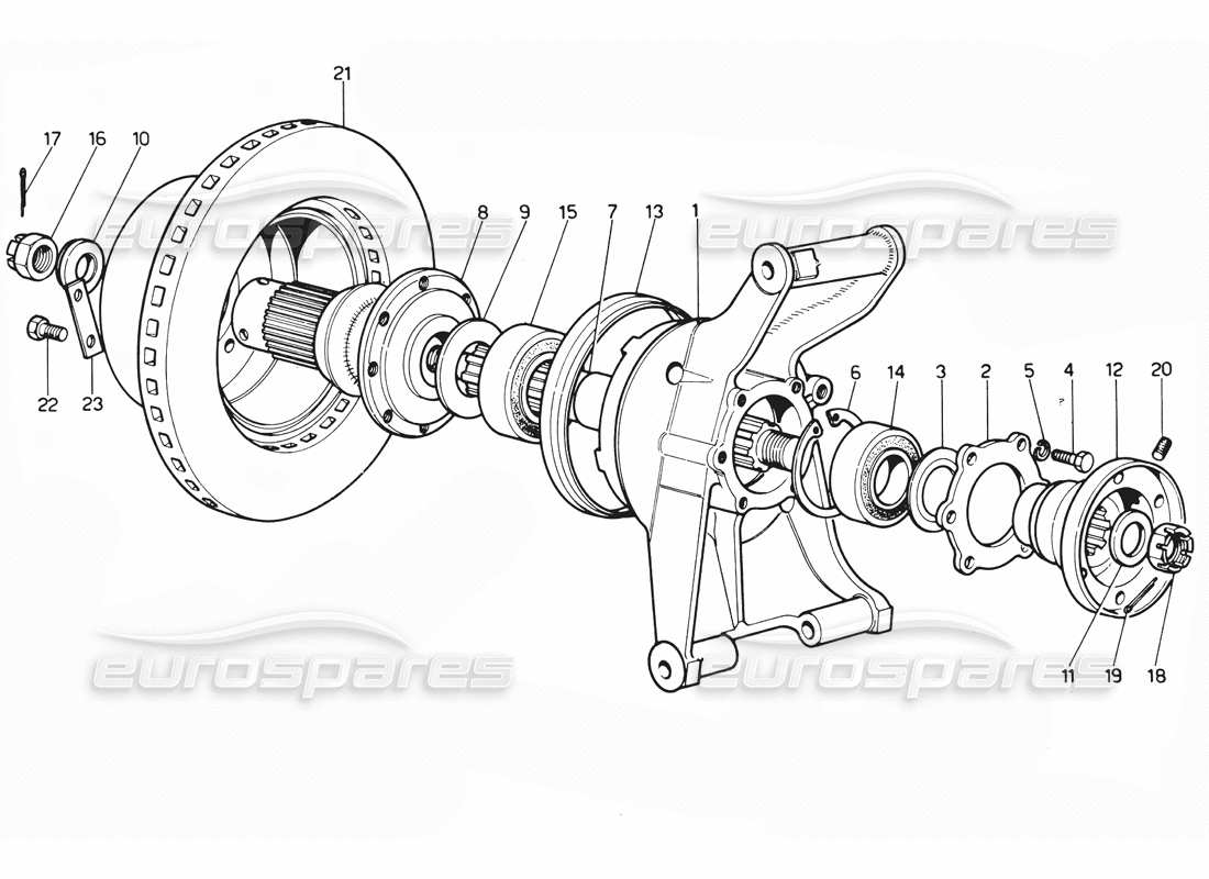 ferrari 365 gtc4 (mechanical) teilediagramm für hinterradaufhängung und bremsscheibe
