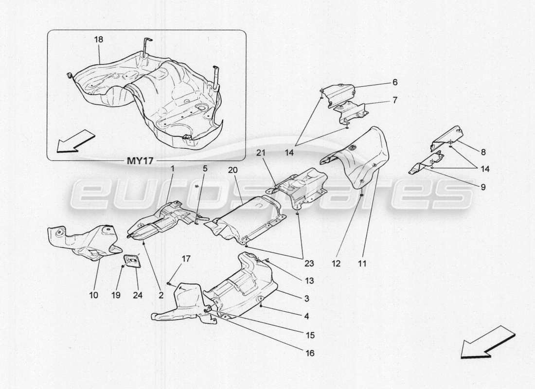 maserati qtp. v8 3.8 530bhp 2014 auto wärmeisolierende paneele teilediagramm