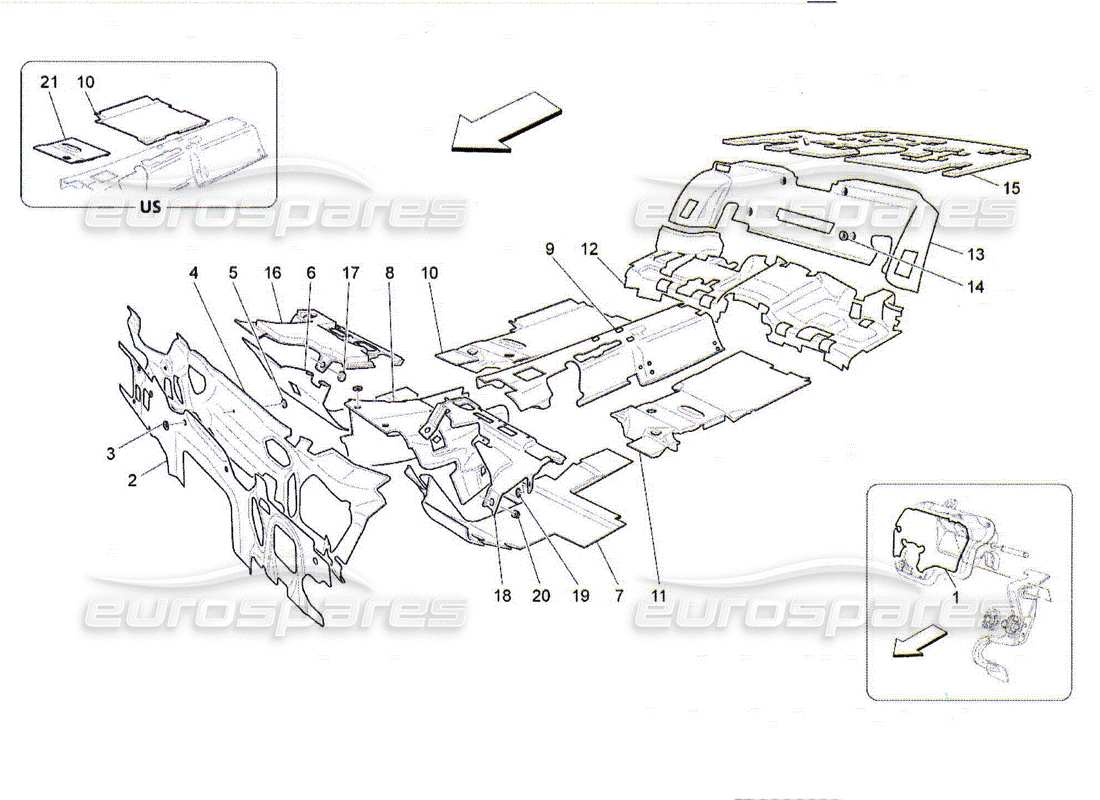 maserati qtp. (2010) 4.2 schalldämmplatten im fahrzeuginnenraum teilediagramm