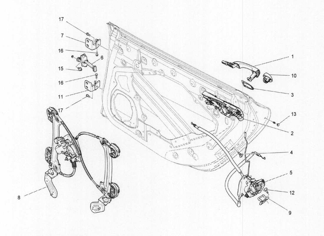 maserati qtp. v6 3.0 bt 410bhp 2015 hintere türen: mechanismen teilediagramm