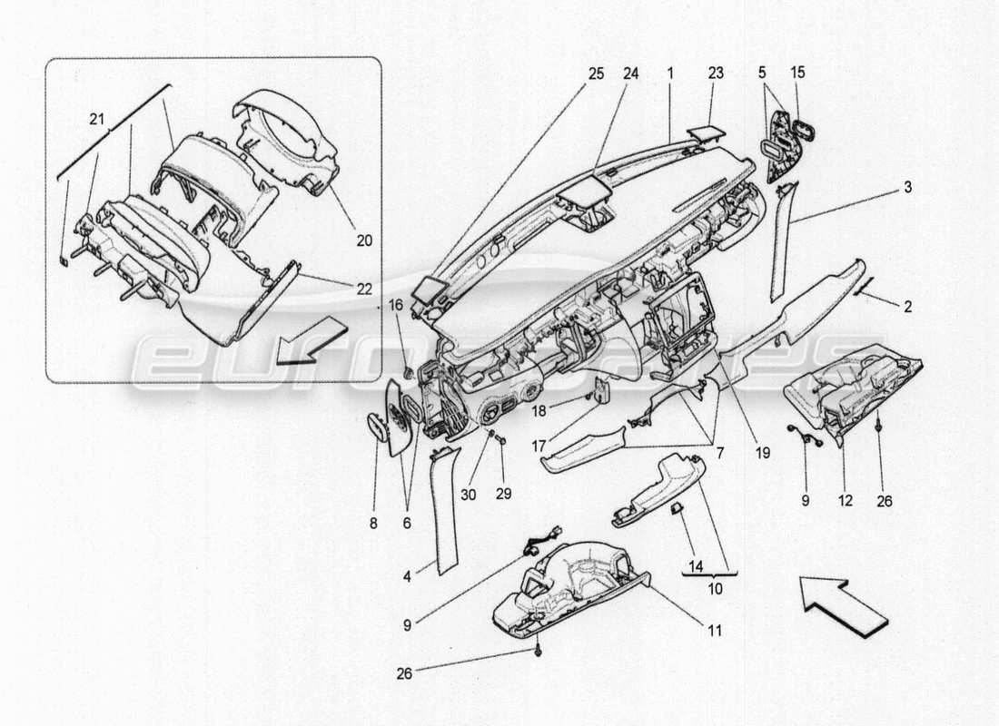 maserati qtp. v8 3.8 530bhp auto 2015 hintere hauablage ersatzteildiagramm