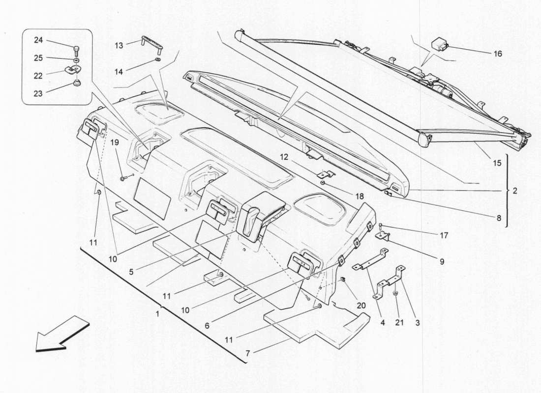 maserati qtp. v6 3.0 bt 410bhp 2015 hintere hutablage teilediagramm