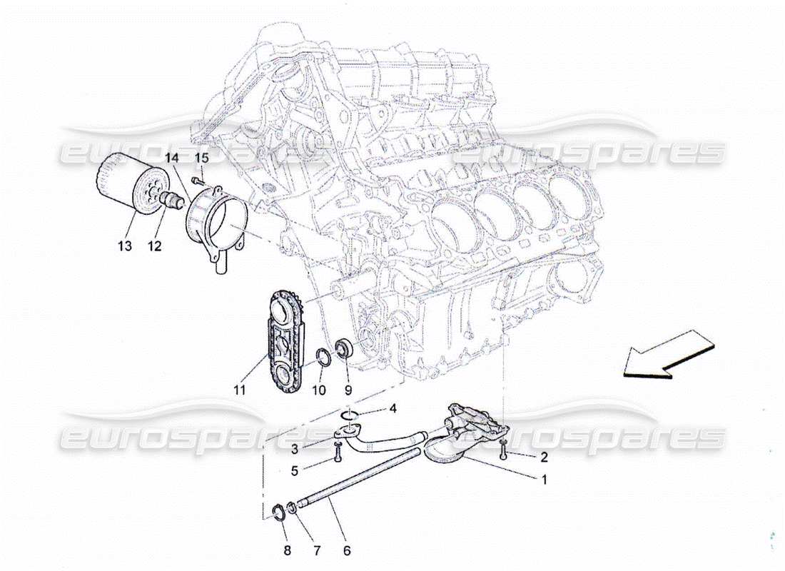 maserati qtp. (2010) 4.2 schmiersystem: pumpe und filter teilediagramm