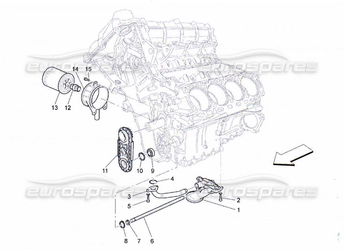 maserati qtp. (2010) 4.2 schmiersystem: pumpe und filter teilediagramm