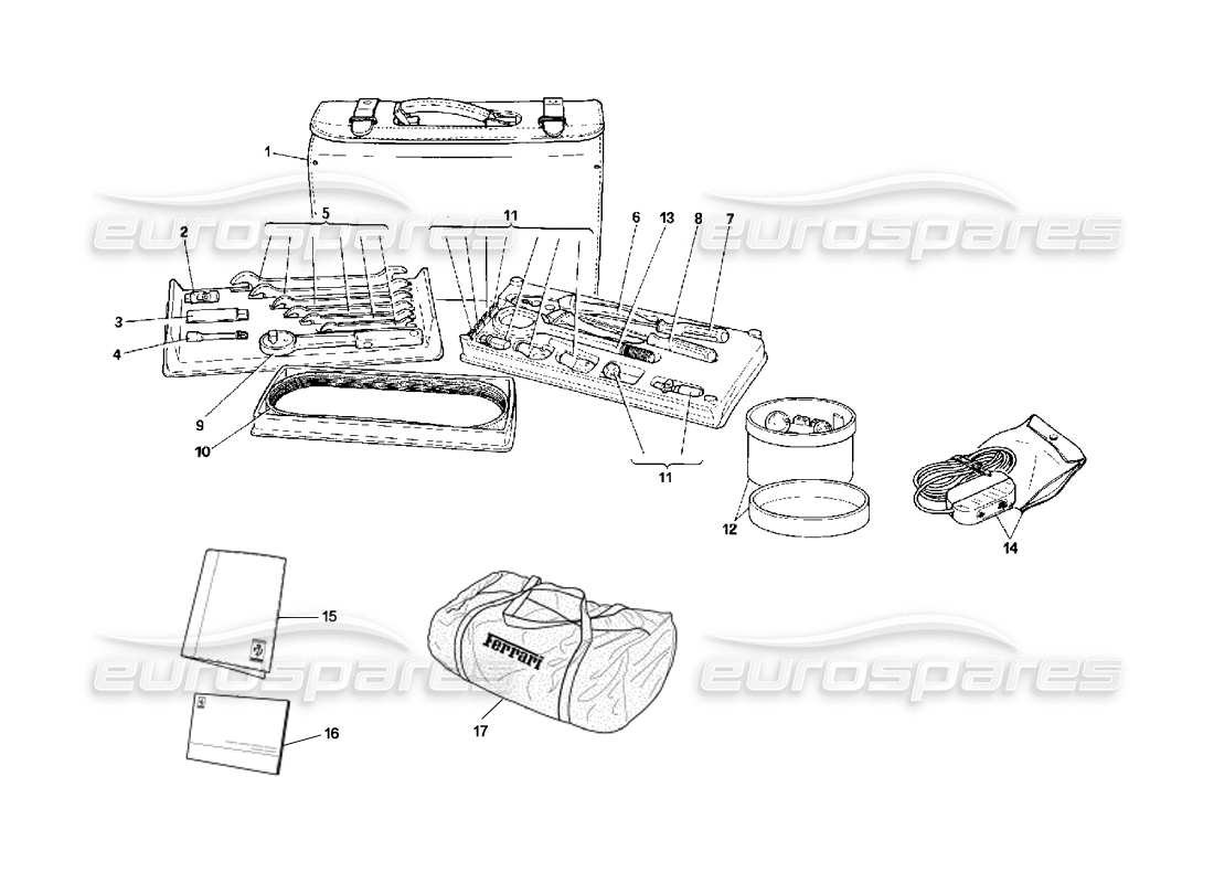 ferrari 348 (2.7 motronic) werkzeug-ausrüstungsteildiagramm