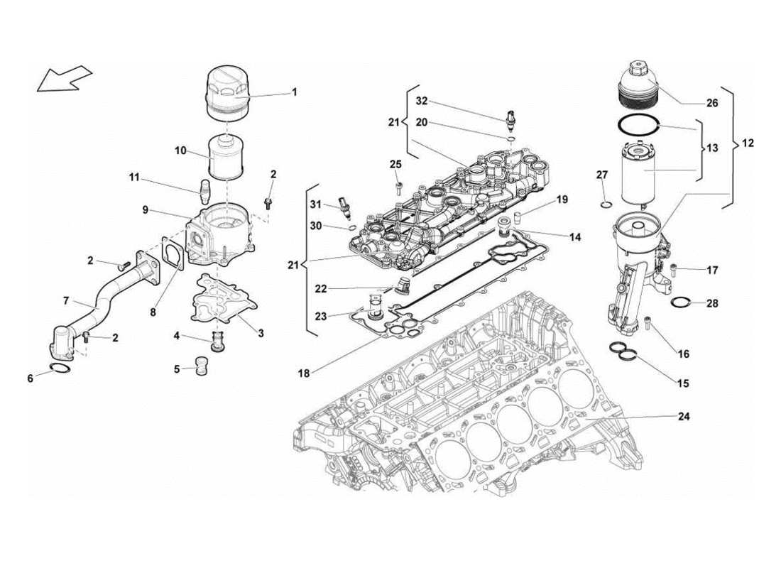 lamborghini gallardo lp570-4s perform ölfilter ersatzteildiagramm