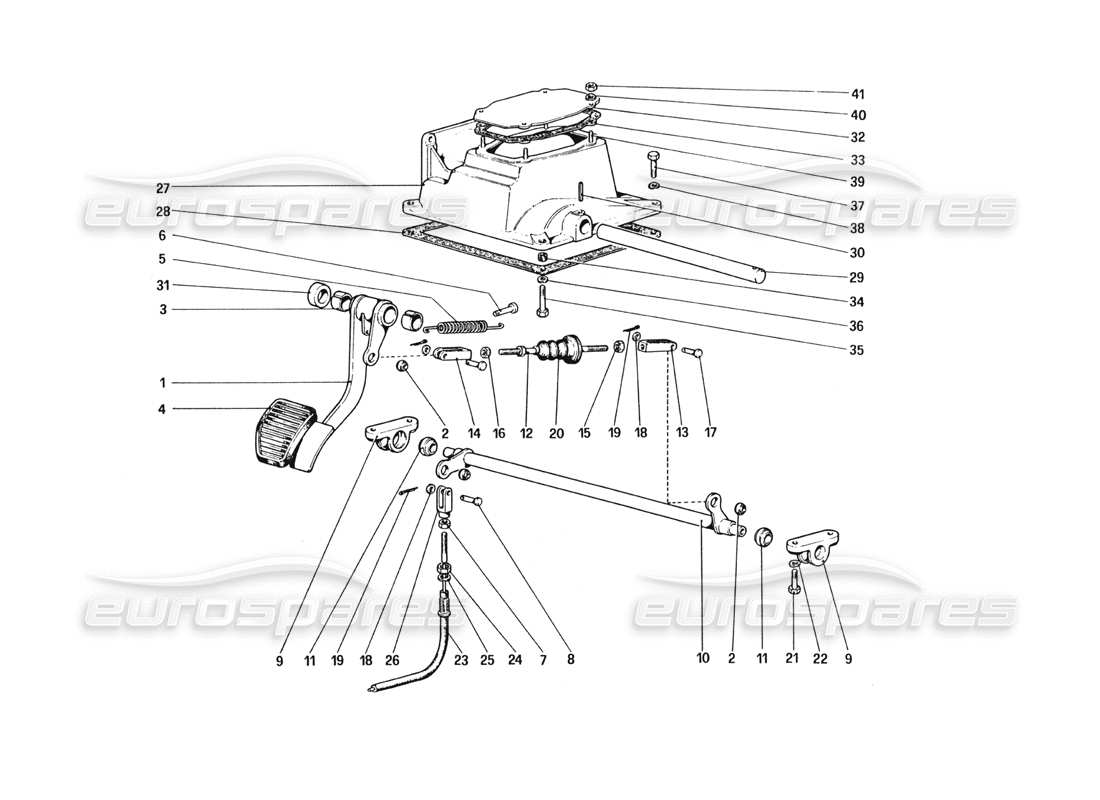 ferrari 328 (1985) pedalboard-kupplungssteuerung (varianten für rhd-version) teilediagramm