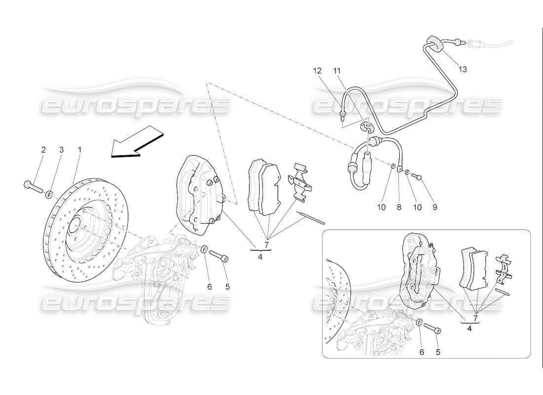 maserati qtp. (2006) 4.2 f1 bremsvorrichtungen an vorderrädern teilediagramm