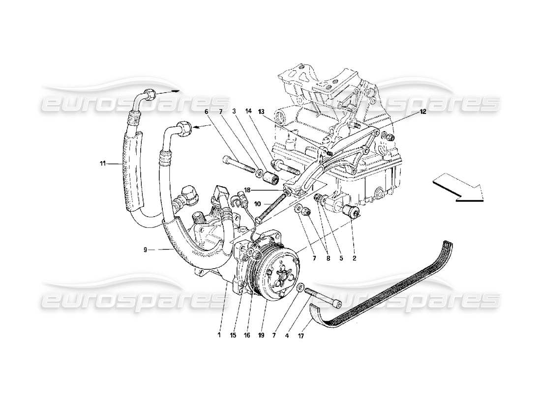 ferrari 348 (2.7 motronic) teilediagramm des klimakompressors