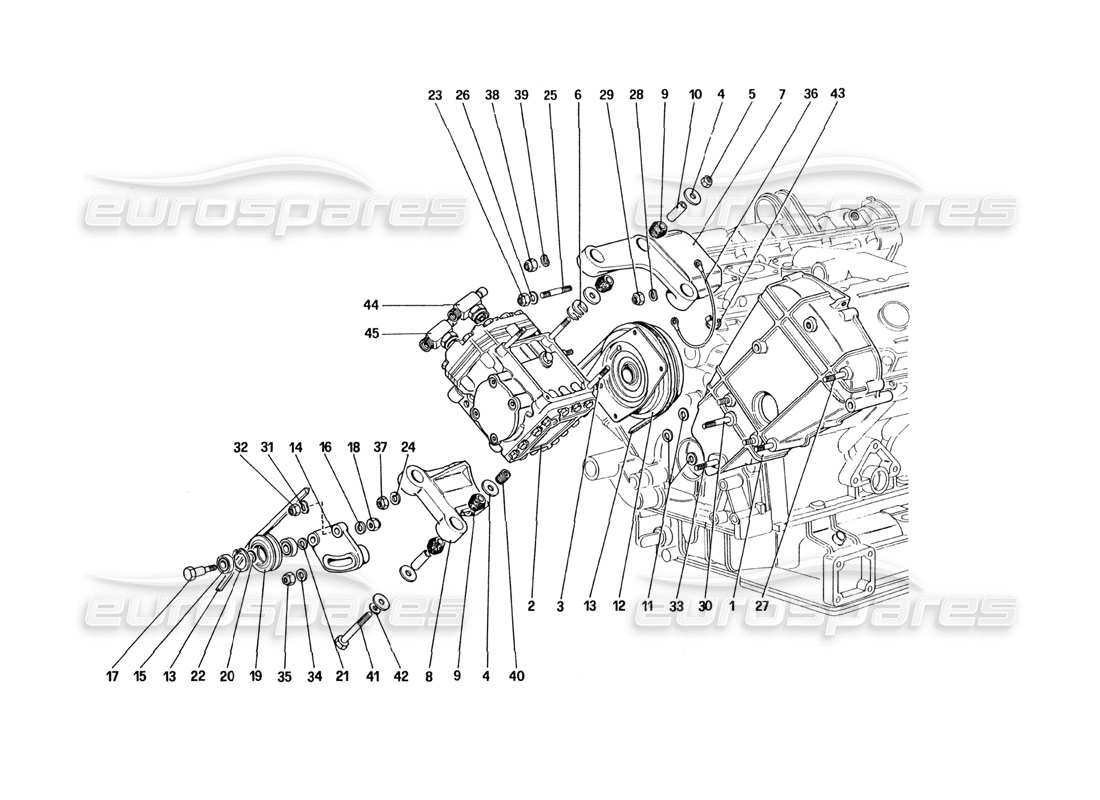ferrari 328 (1985) teilediagramm für klimakompressor und steuerungen (für us-version)