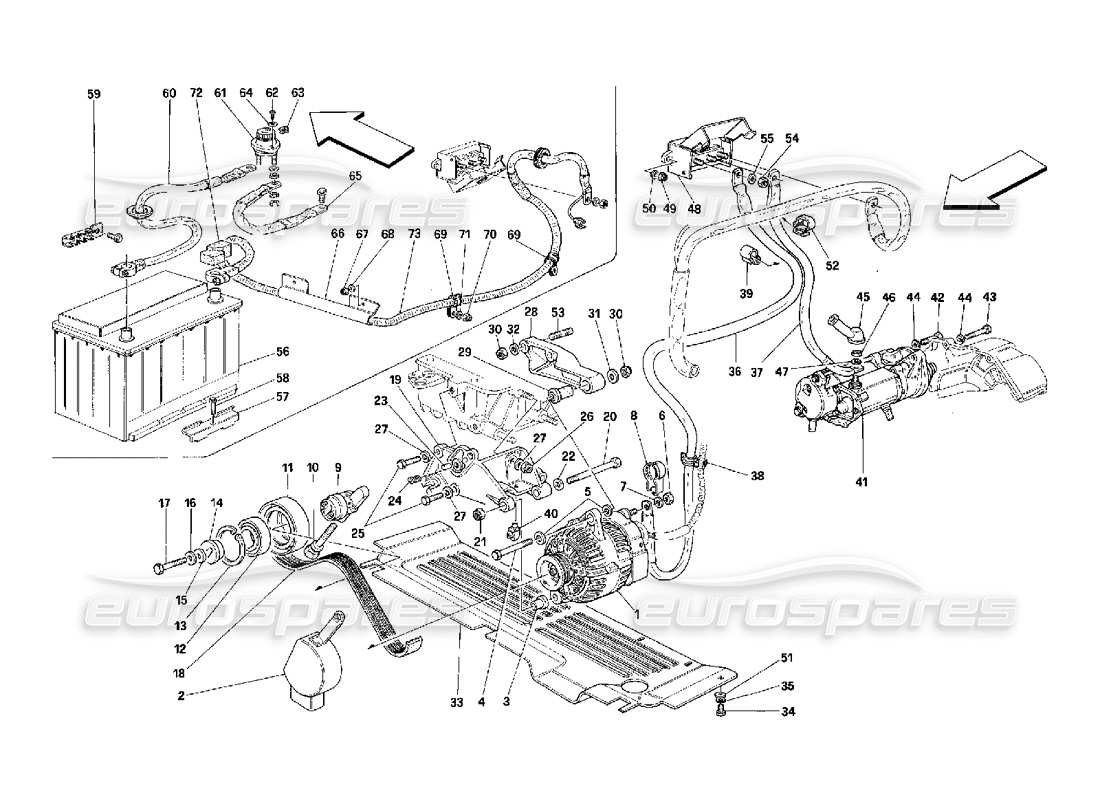ferrari 348 (2.7 motronic) stromgenerator - teilediagramm anlasser